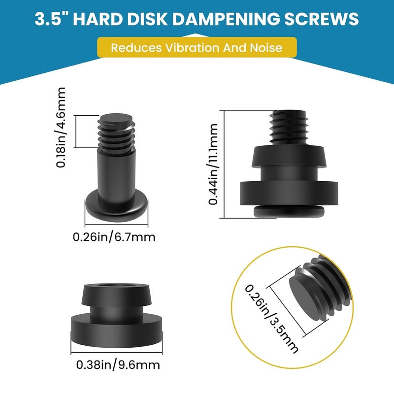 UBANU 12pcs Hard Disk Drive Mounting Screws with Shock Absorption Rubber Washer Accessories Kit for 3.5 inches SSD HDD - Image 3